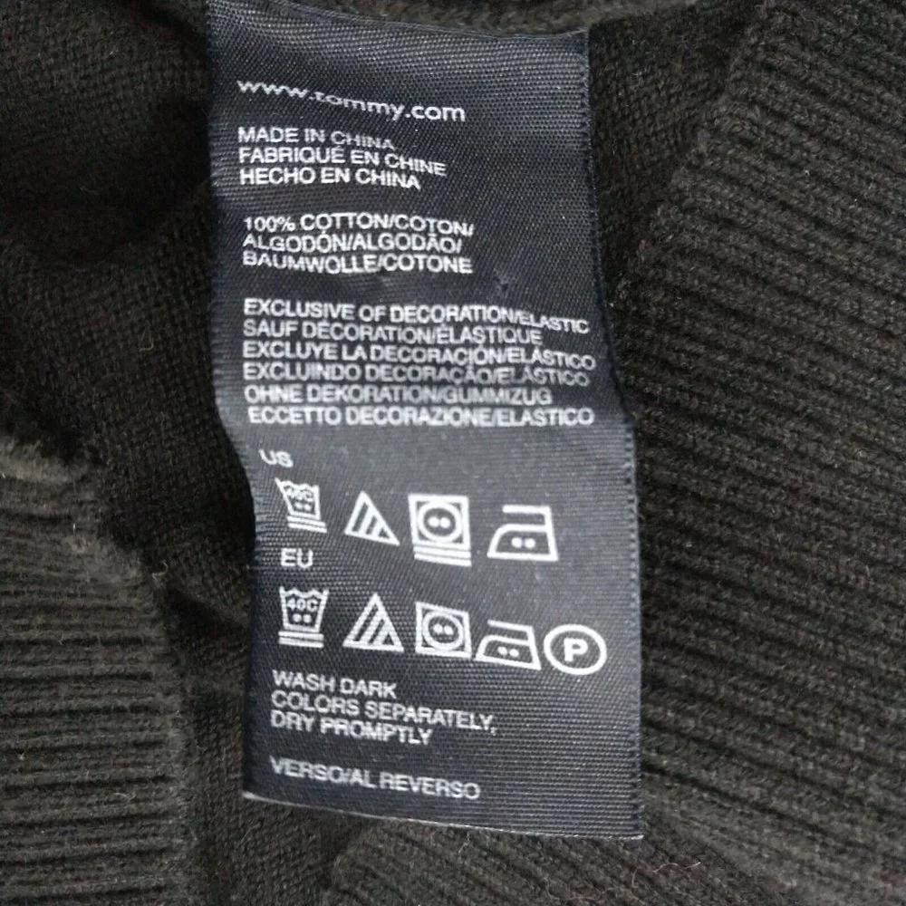 Tommy Hilfiger Men's Rib Knit Pullover 100% Cotton Sweater Black Size M - Picture 5 of 6